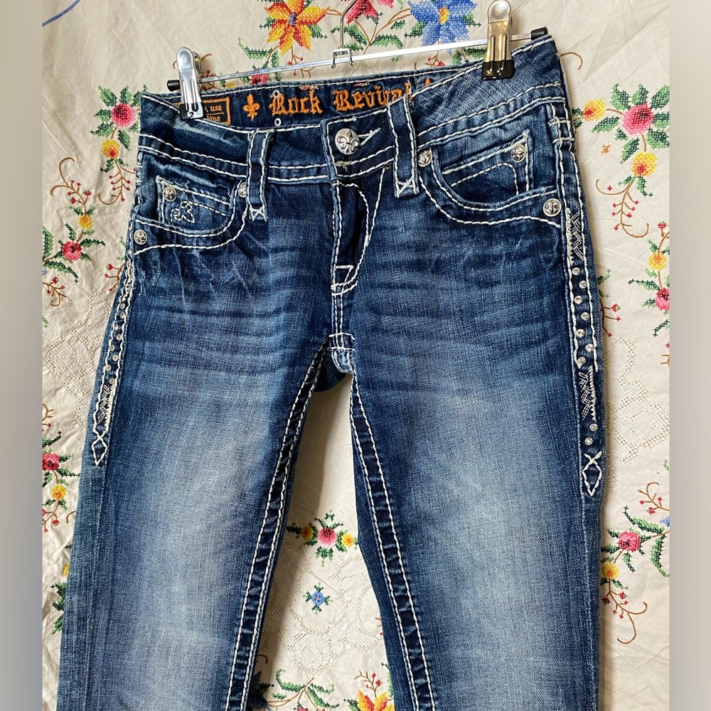 Y2K ROCK REVIVAL MCBLING LOW RISE JEANS - Picture 2 of 10